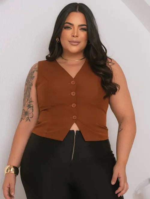 Colete Plus Size Alfaiataria FF-COL-004-XY-582-1 *Pacote: 40 R$ *Atacado: R$ 50