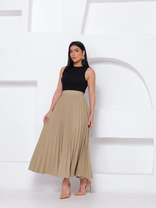 Saia Plissada Linho Luis Twill Alfaiataria FF-SAI-031-LXY-588 *Pacote: 70 R$ *Atacado: R$ 80