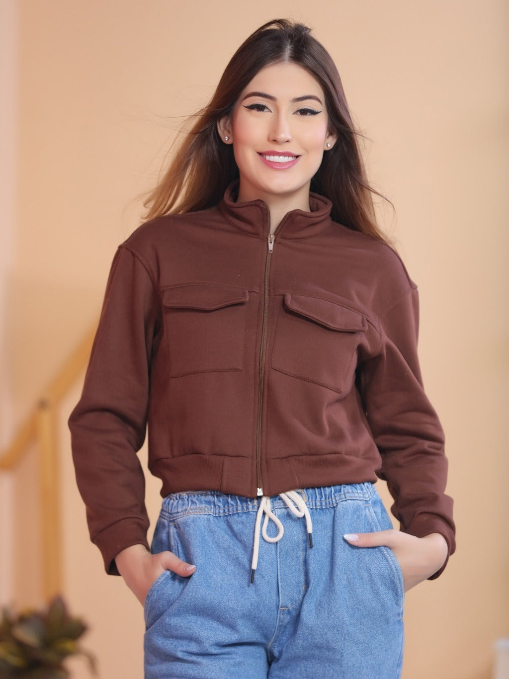 INVERNO PETITE Moletom Ombro Caído Zíper Gola Alta com Bolso FF-BLU-019-CSS-440 *Pacote: 50 R$ *Atacado: R$ 60