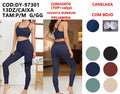 Conjunto Top+Calça Poliamida Canelada Levanta Bumbum Com Bojo Academia P/M G/GG DY-97301 *Pacote: 60 R$