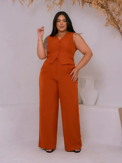 Conjunto Alfaiataria Plus Size FF-CON-061-XY-618 *Pacote: R$ 95 *Atacado: R$ 120
