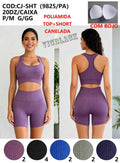 Top+Short Poliamida Com Bojo Canelada Academia P/M G/GG CJ-SHT(9825/PA) *Pacote: 50 R$