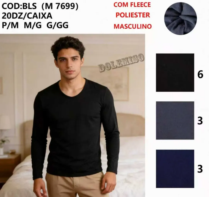 Blusa Térmica Inverno Masculino P/M M/G G/GG BLS(M 7699) *Pacote: 25 R$