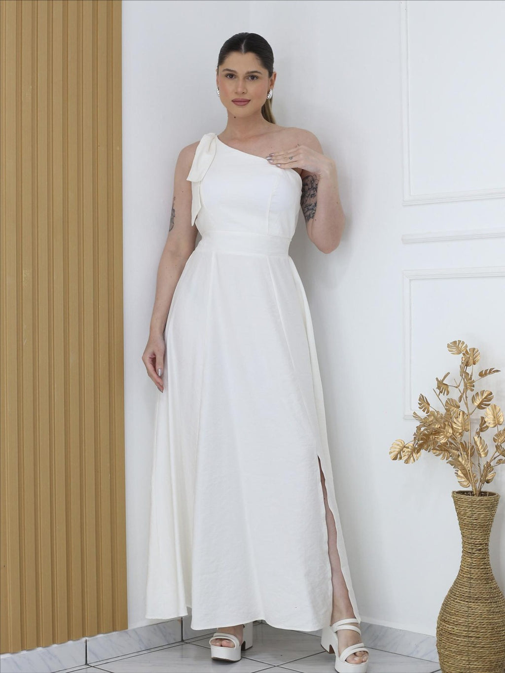 Vestido Nula Manga de Laço FF-VES-045-XY-542 *Pacote: 75 R$ *Atacado: R$ 90