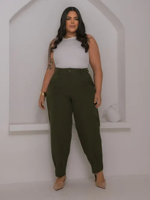 Calça Cenoura Plus Size Alfaiataria XY-481 *Atacado: R$ 55