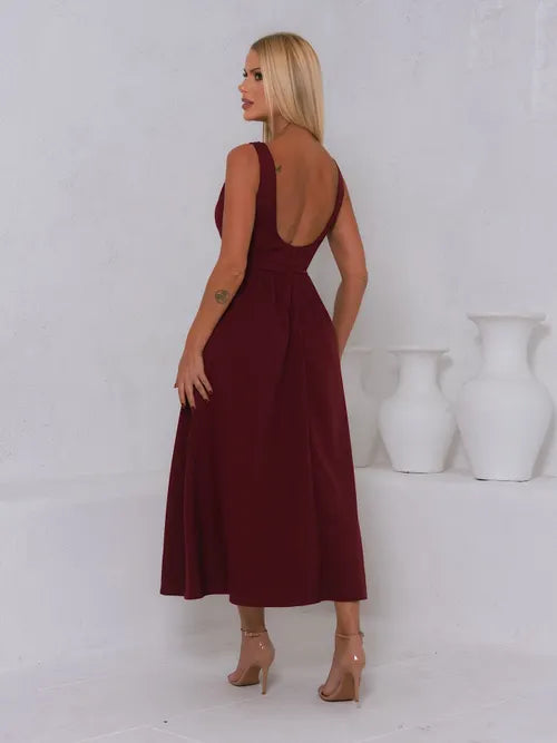 Vestido Midi Clássico Vintage Alfaiataria XY-978 *Atacado: R$ 75