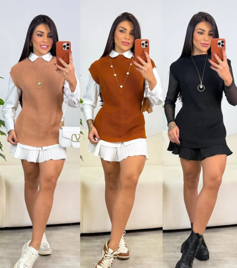 Colete Trico Inverno Tamanho Único *Pacote: 20 R$ *Atacado: R$ 25