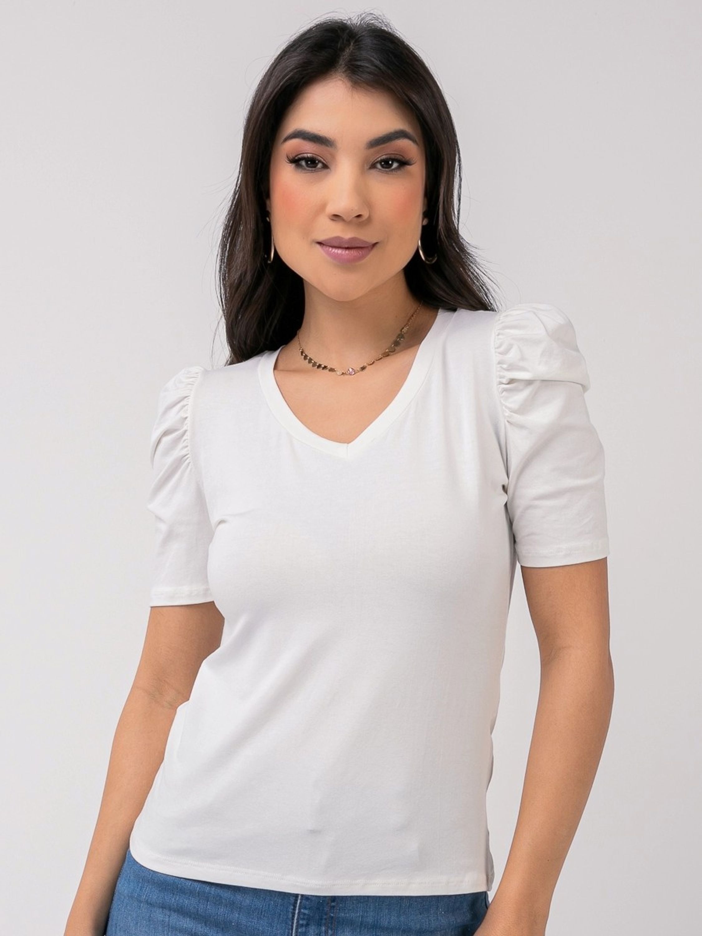 Blusa Gola V Manga Princesa FF-BLU-015-XY-301 *Pacote: R$ 13 *Atacado: R$ 15