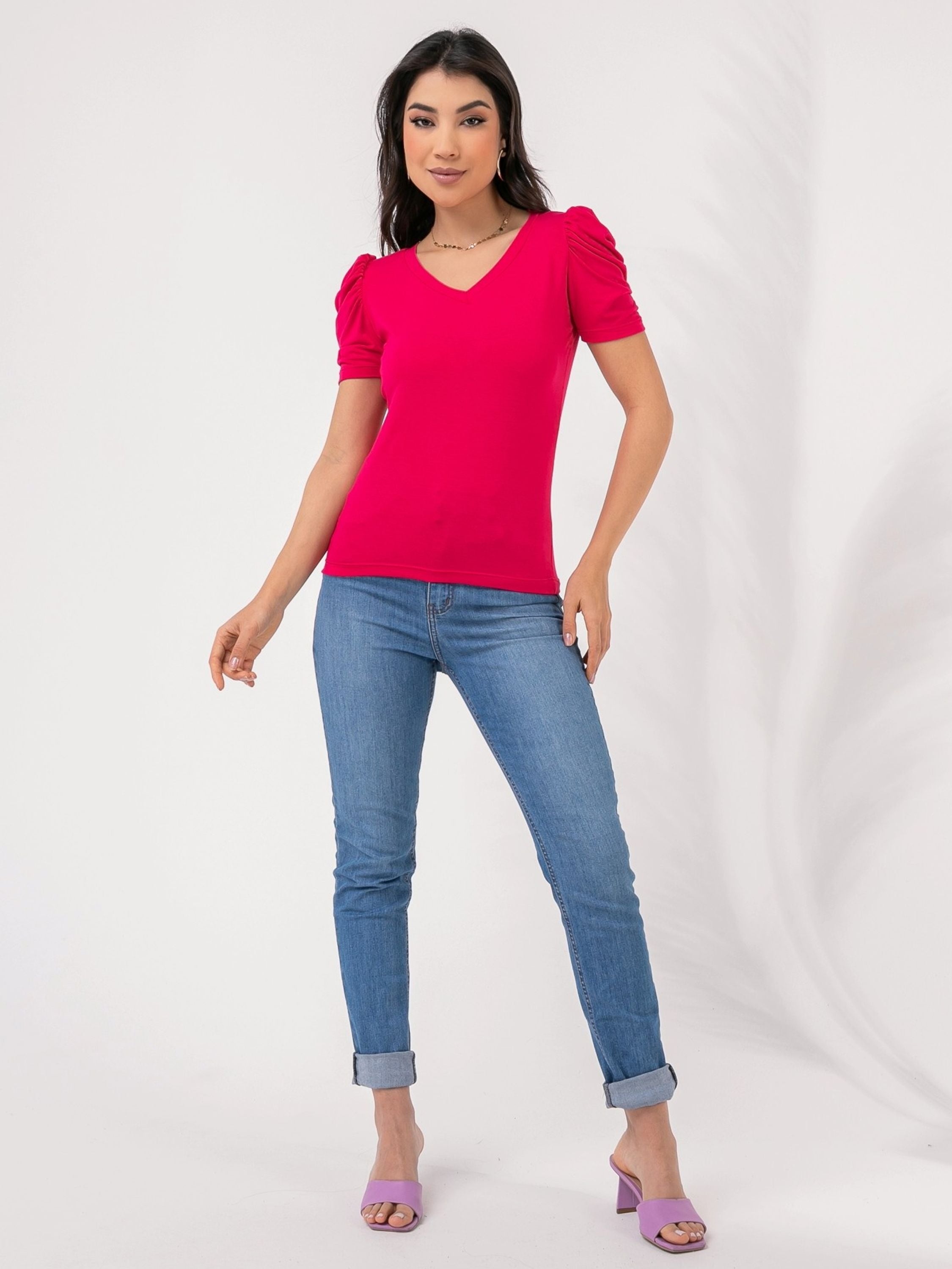 Blusa Gola V Manga Princesa FF-BLU-015-XY-301 *Pacote: R$ 13 *Atacado: R$ 15