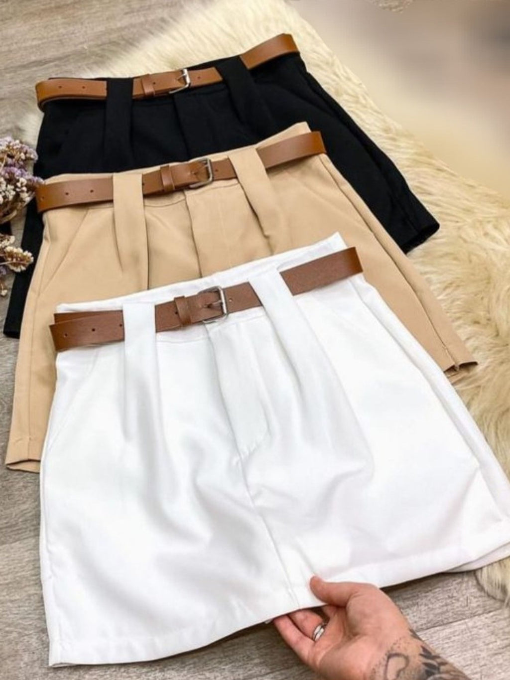 Short Saia Alfaiataria com Cinto FF-SHO-025-XY-419 *Pacote: R$ 38 *Atacado: R$ 45