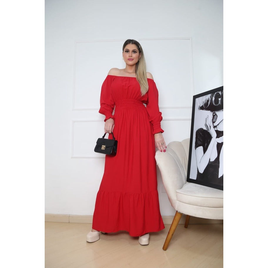 Vestido Manga Longa Ciganinha Latex Duna FF-VES-032 *Pacote: R$ 50 *Atacado: R$ 55