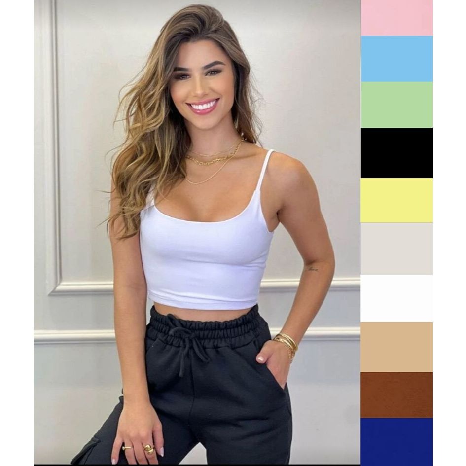 Cropped Suplex Feminino Alça Fina FF-CROP-010 *Pacote: R$ 18 *Atacado: R$ 20