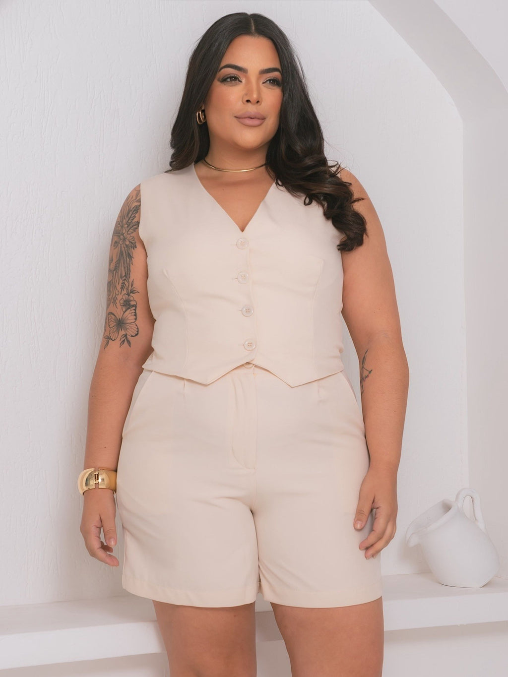 Conjunto Plus Size Alfaiataria ou Twill FF-CON-028-XY-607 *Pacote: R$ 75 *Atacado: R$ 90