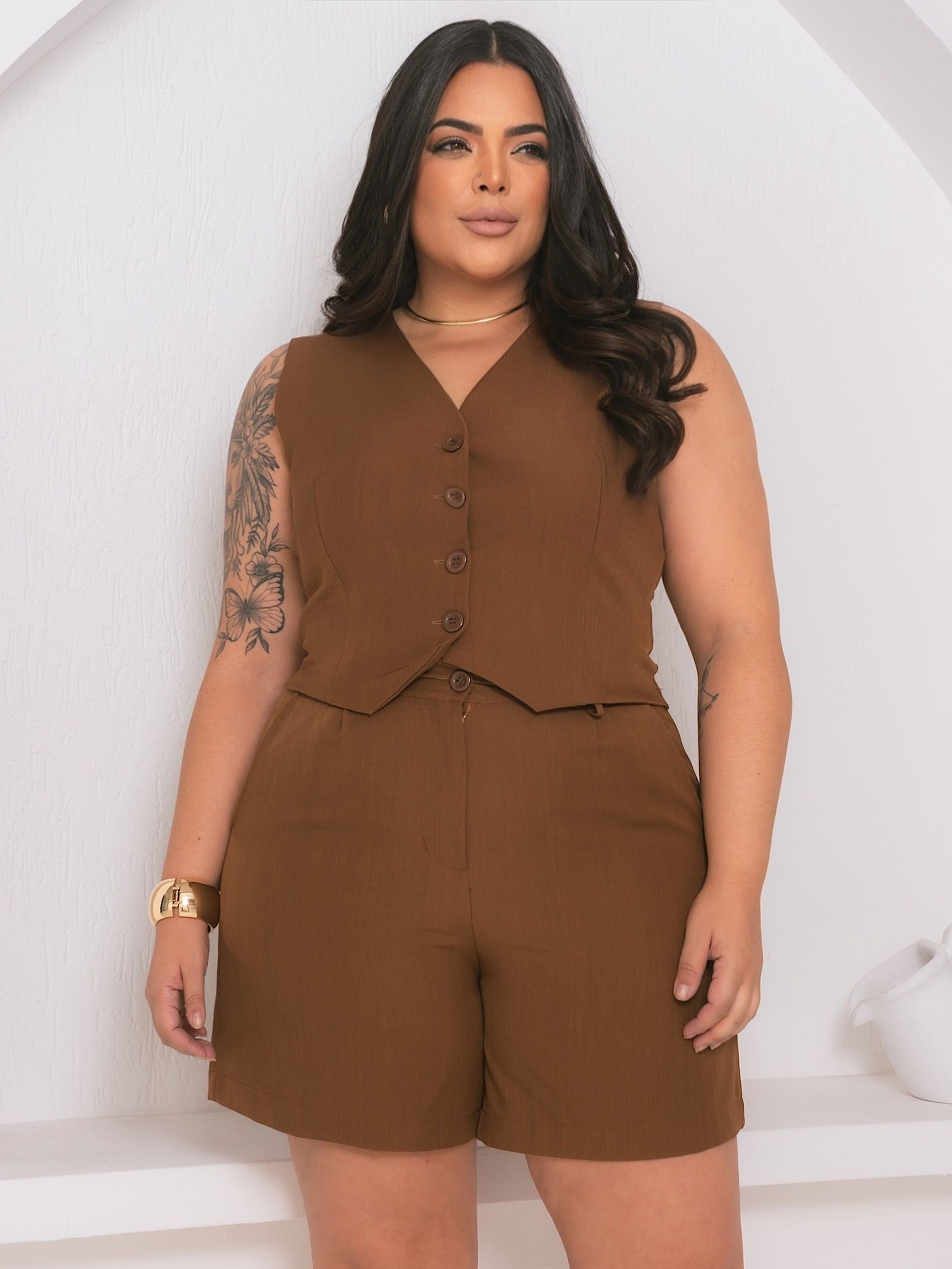 Conjunto Plus Size Alfaiataria ou Twill FF-CON-028-XY-607 *Pacote: R$ 75 *Atacado: R$ 90