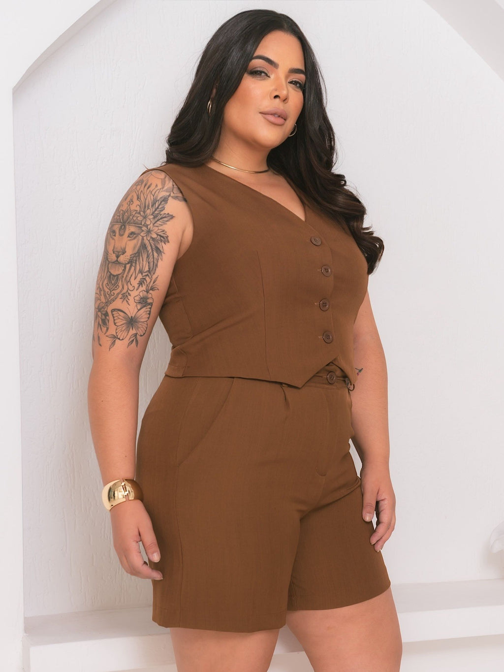 Conjunto Plus Size Alfaiataria ou Twill FF-CON-028-XY-607 *Pacote: R$ 75 *Atacado: R$ 90