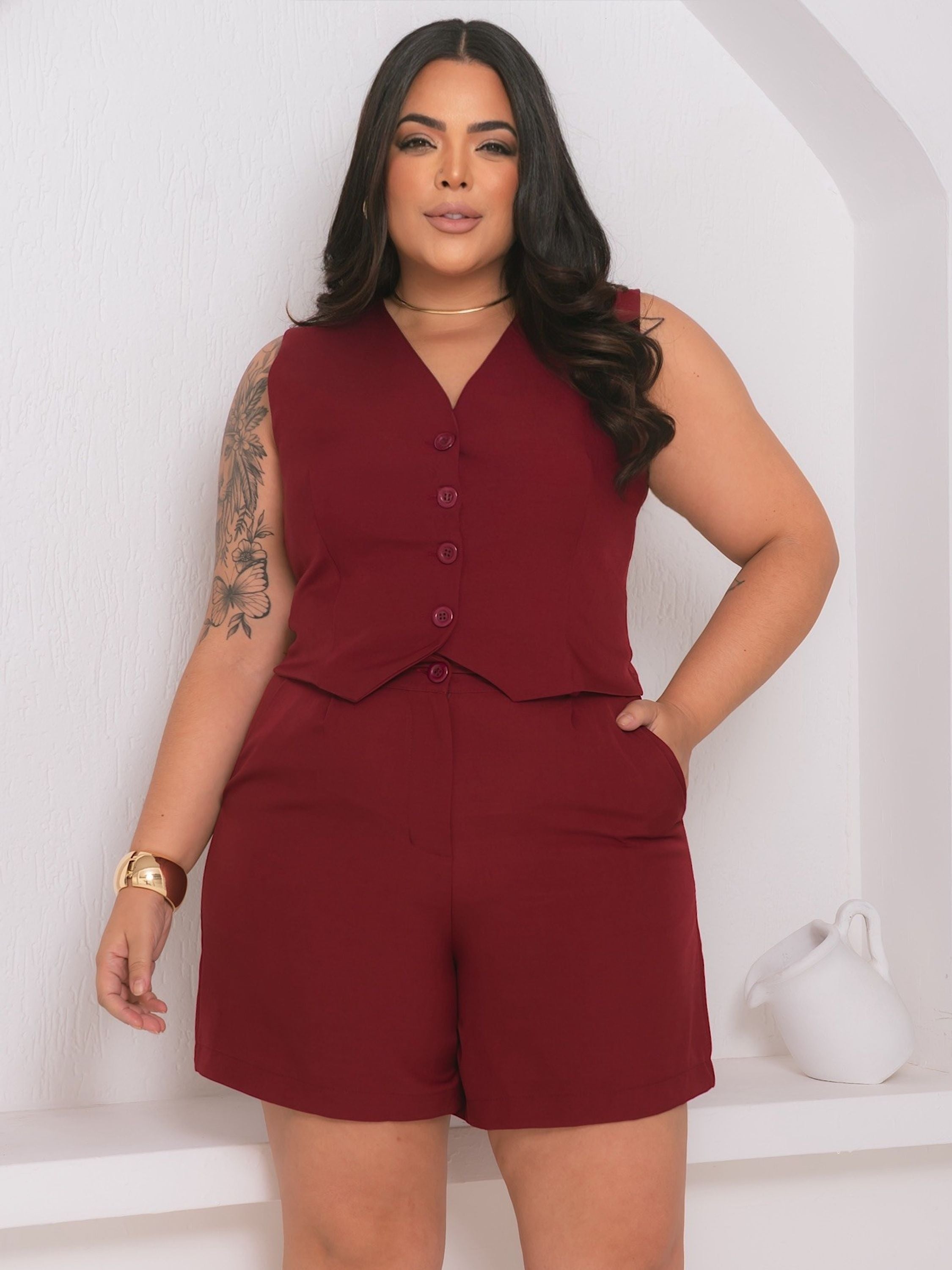 Conjunto Plus Size Alfaiataria ou Twill FF-CON-028-XY-607 *Pacote: R$ 75 *Atacado: R$ 90