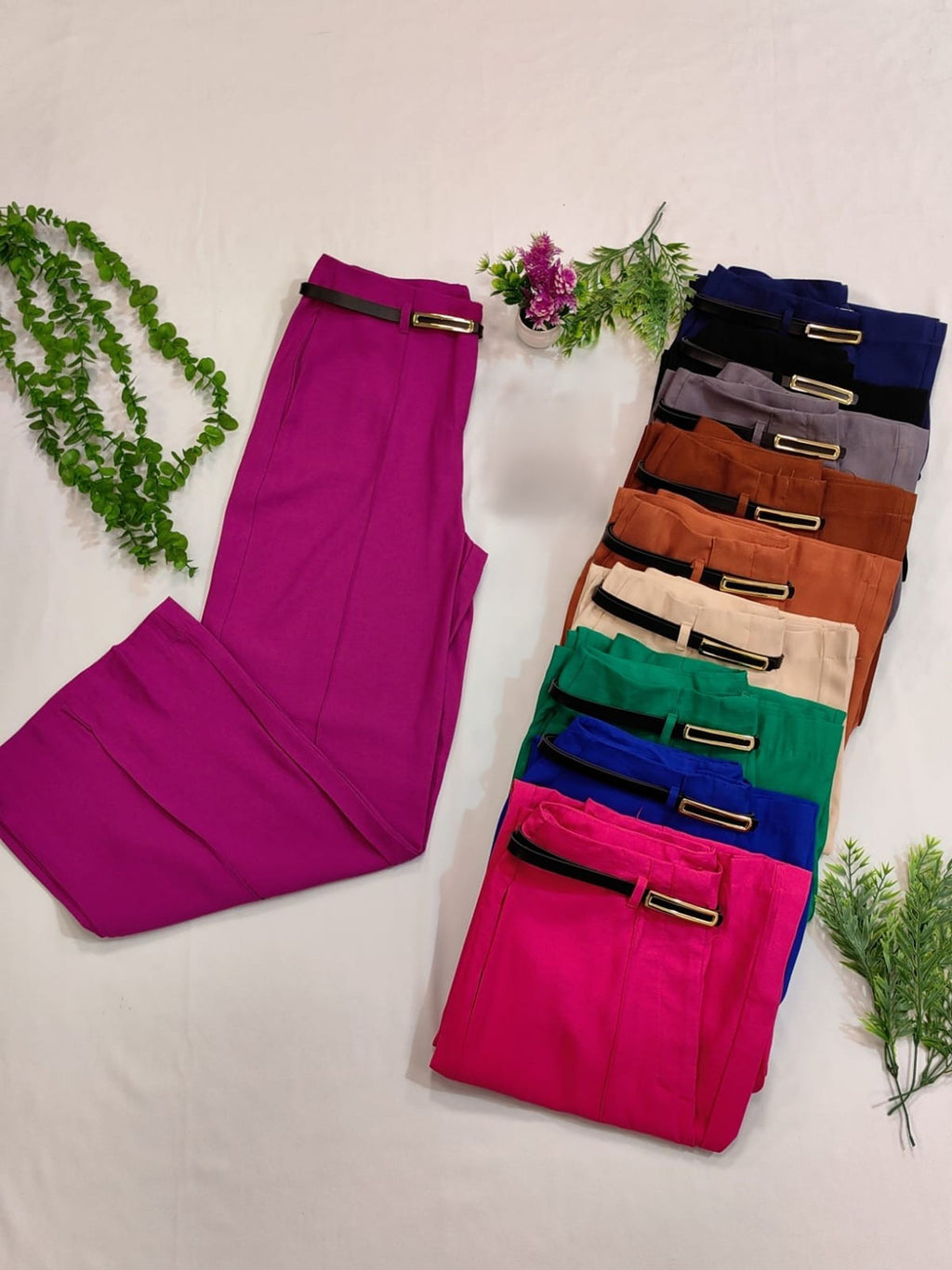Calça Pantalona &nbsp;com Cinto FF-CAL-045-XY-466 *Pacote: R$ 45 *Atacado: R$ 55