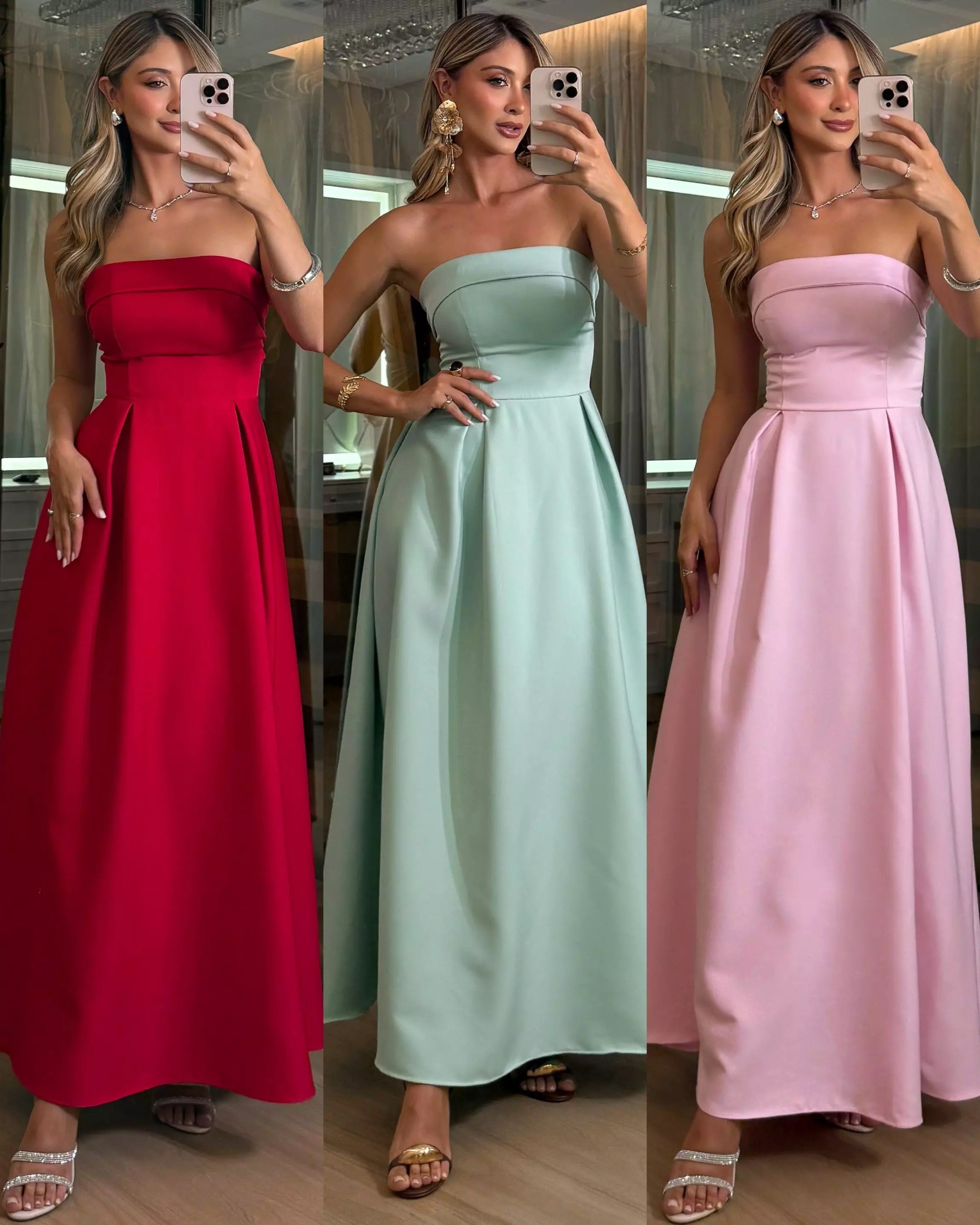 Vestido Midi Sara Liso Tomara-que-Caia Marrant FF-VES-016-ESF *Pacote: R$ 65 *Atacado: R$ 70