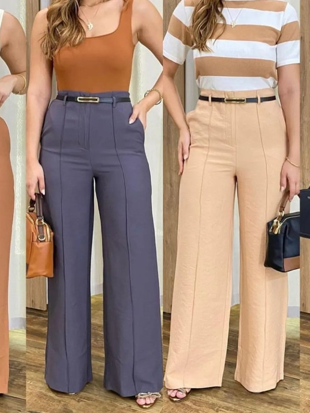 Calça Pantalona &nbsp;com Cinto FF-CAL-045-XY-466 *Pacote: R$ 45 *Atacado: R$ 55