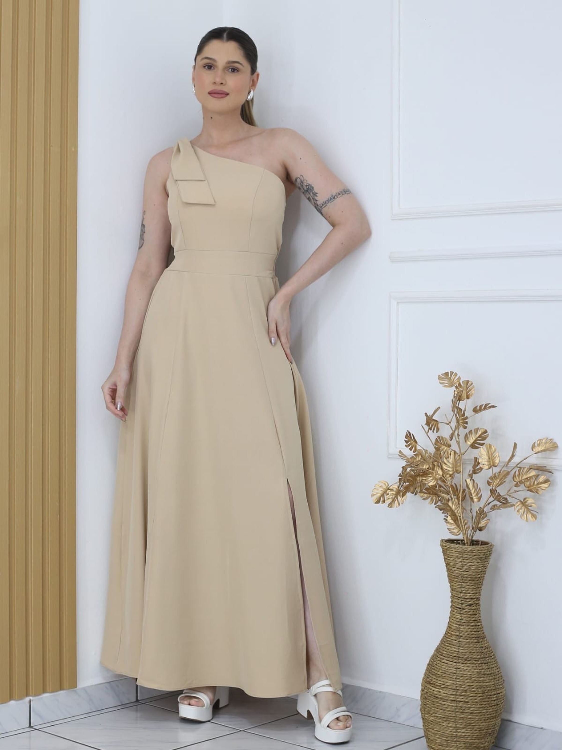 Vestido Nula Manga de Laço FF-VES-045-XY-542 *Pacote: 75 R$ *Atacado: R$ 90