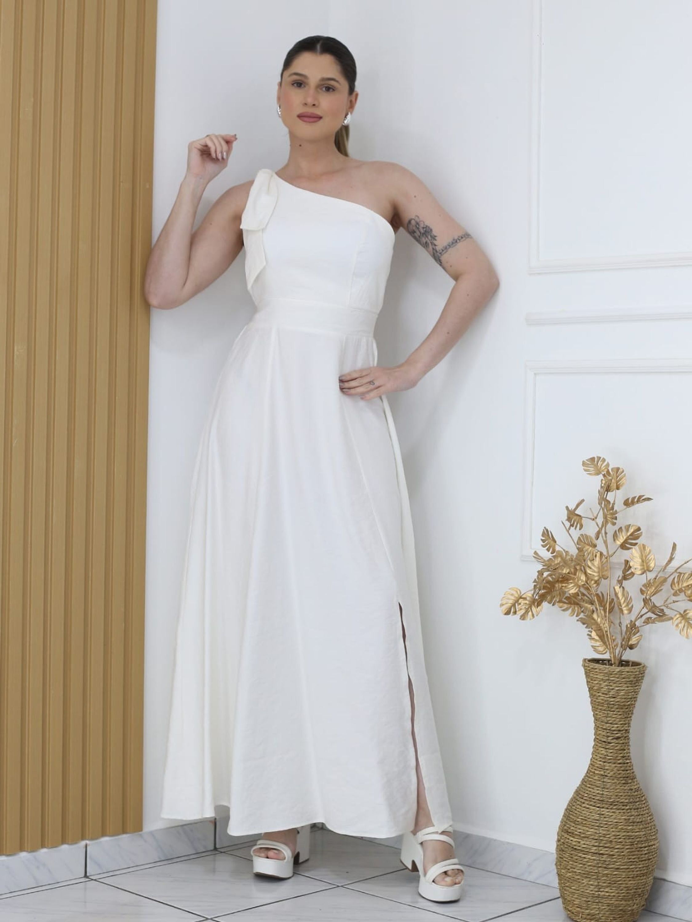 Vestido Nula Manga de Laço FF-VES-045-XY-542 *Pacote: 75 R$ *Atacado: R$ 90