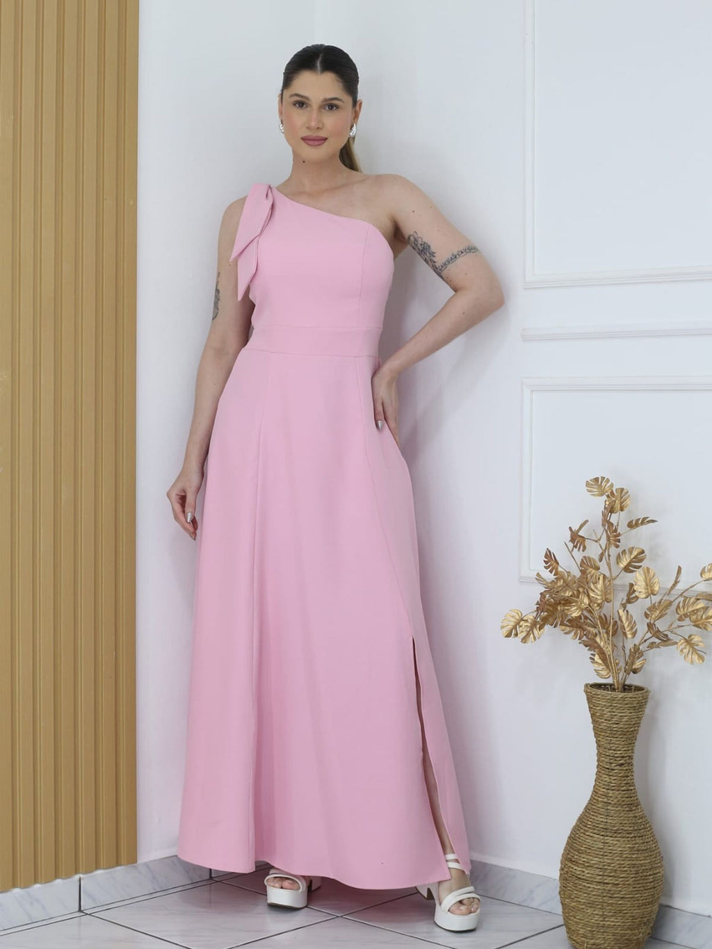 Vestido Nula Manga de Laço FF-VES-045-XY-542 *Pacote: 75 R$ *Atacado: R$ 90