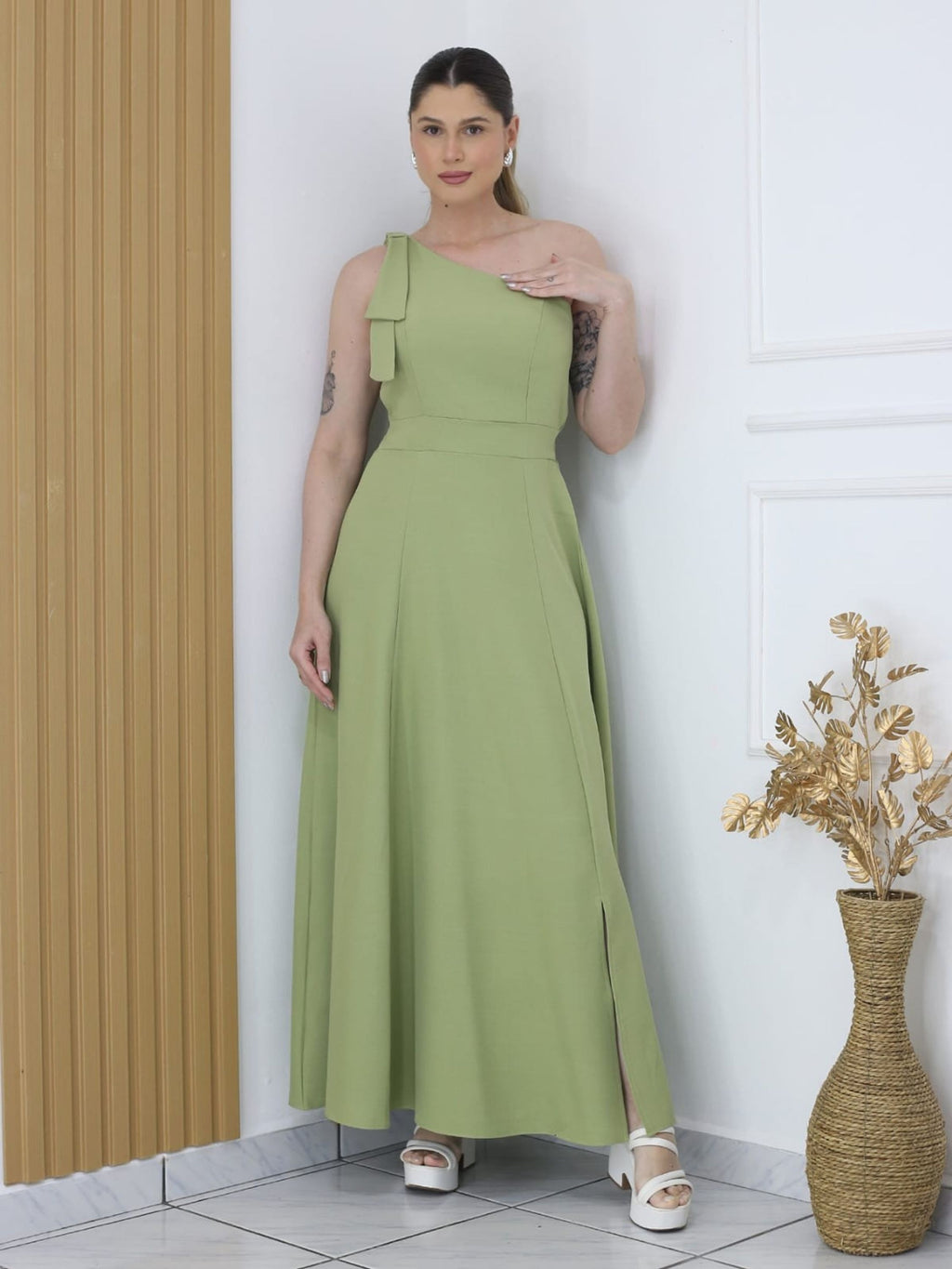 Vestido Nula Manga de Laço FF-VES-045-XY-542 *Pacote: 75 R$ *Atacado: R$ 90
