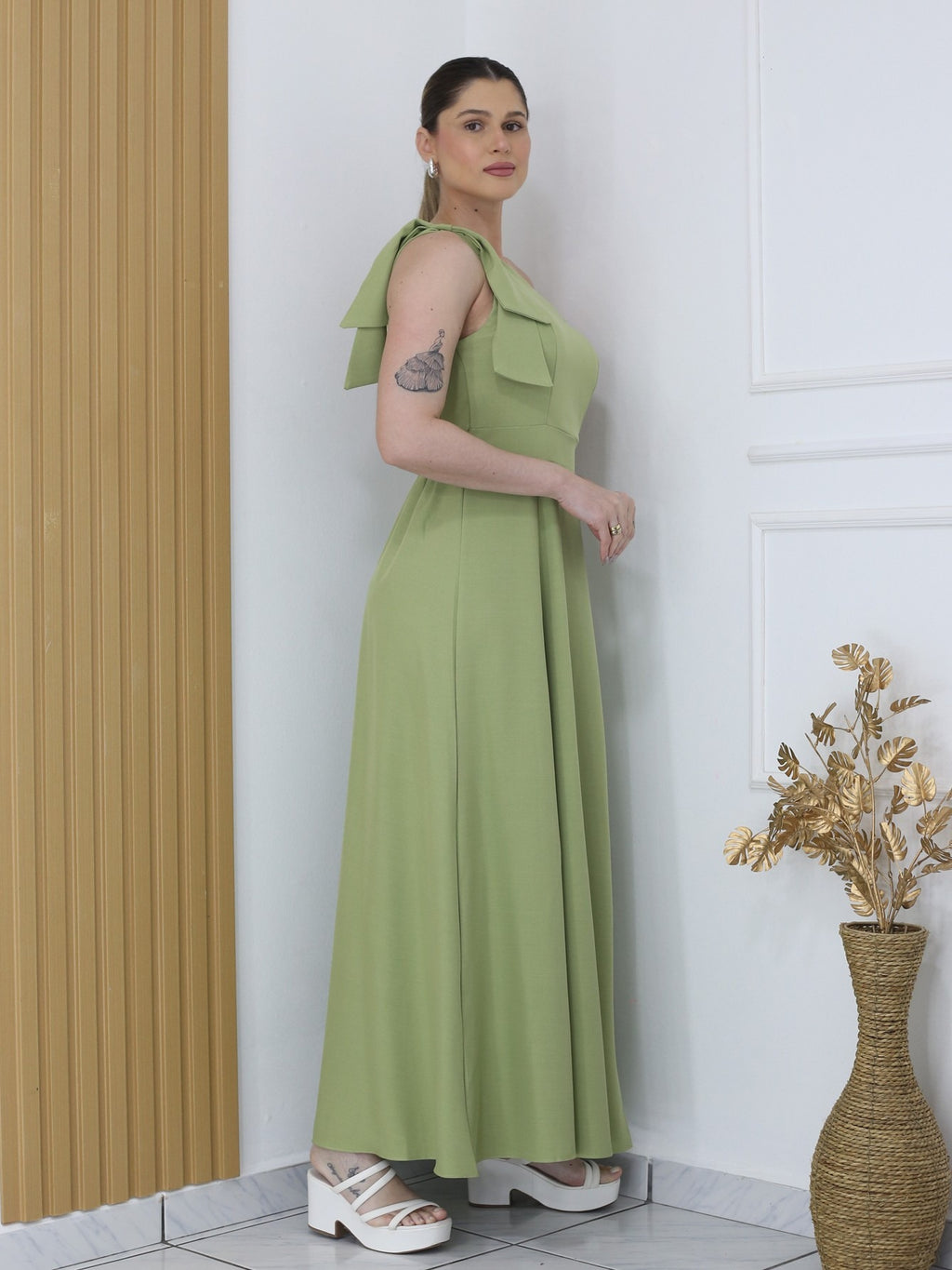 Vestido Nula Manga de Laço FF-VES-045-XY-542 *Pacote: 75 R$ *Atacado: R$ 90
