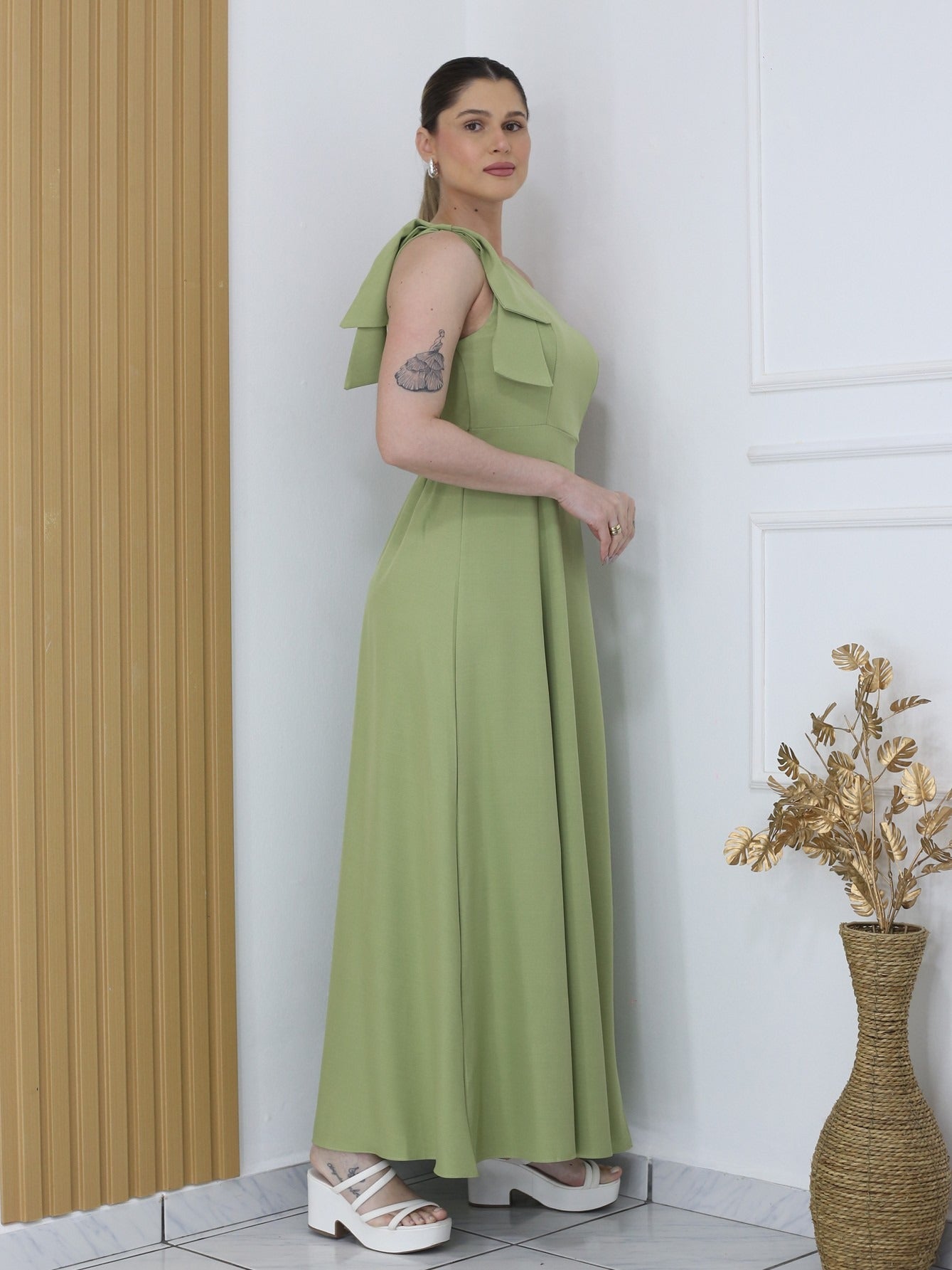 Vestido Nula Manga de Laço FF-VES-045-XY-542 *Pacote: 75 R$ *Atacado: R$ 90