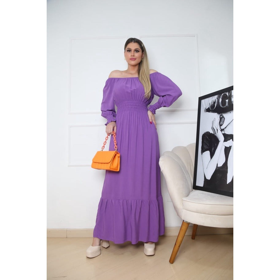Vestido Manga Longa Ciganinha Latex Duna FF-VES-032 *Pacote: R$ 50 *Atacado: R$ 55