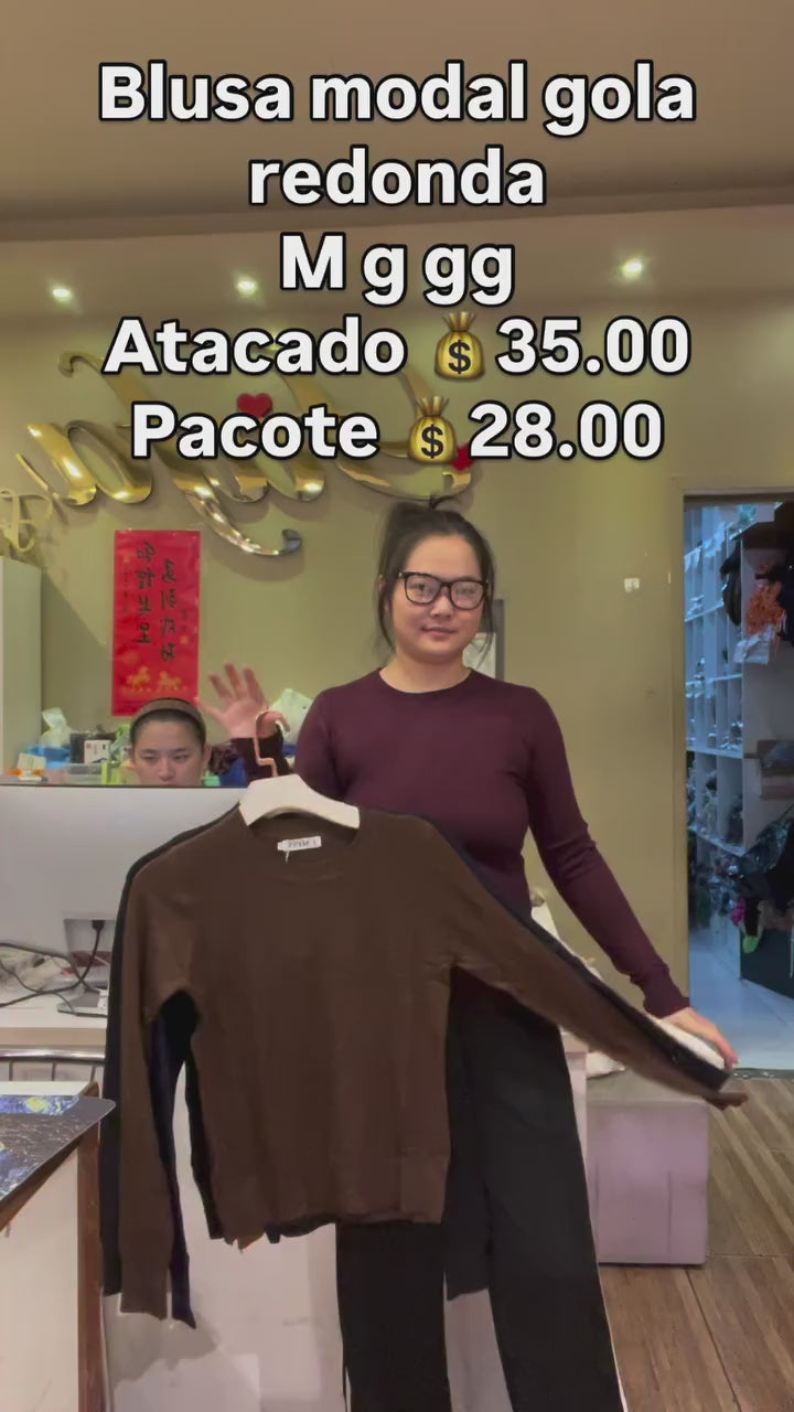 Blusa Modal Gola Redonbda inverno A1038 M G GG *Pacote: 28 R$ *Atacado: R$ 35