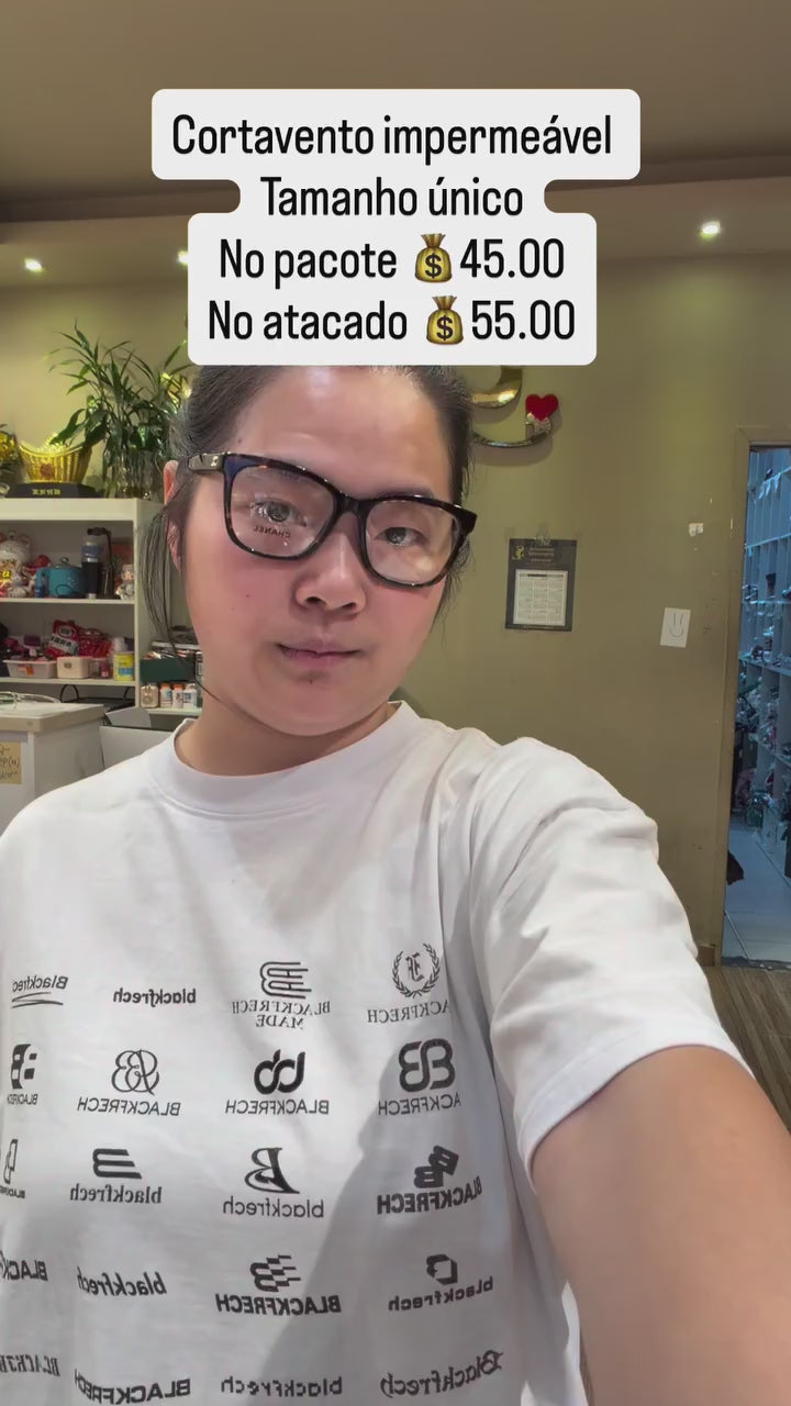 Cortavento Impermeável Tamanho Único *Pacote: 45 R$ *Atacado: R$ 55