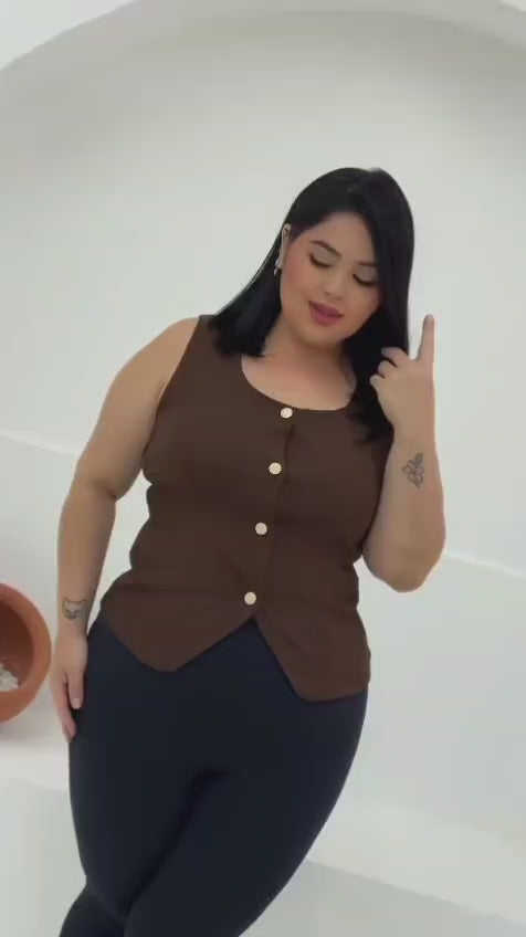 Colete Plusize Twill XY-677 *Pacote: 38 R$ *Atacado: R$ 50
