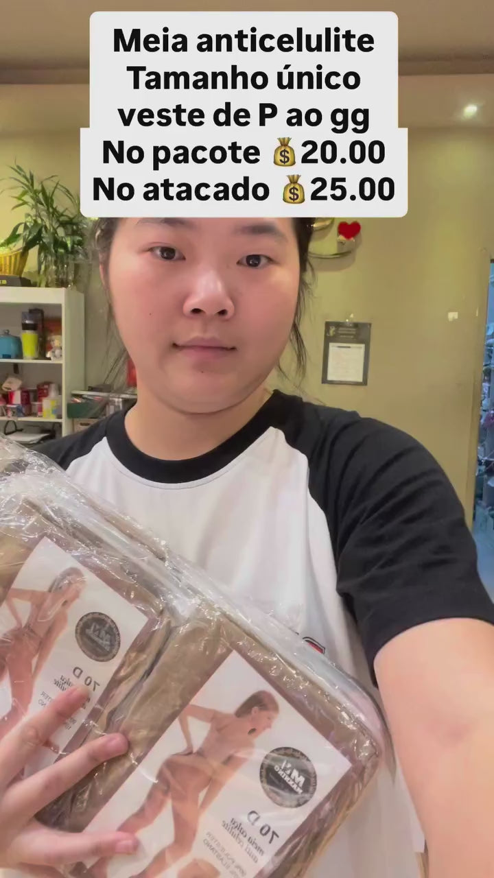 Meia Anticelulite Tamanho Único, Veste de P ao GG *Pacote: R$ 20 *Atacado: R$ 25