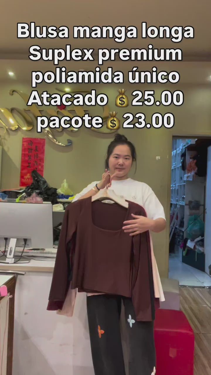 Blusa Manga Longa Suplex Premium Poliamida Inverno Tamanho Unico *Pacote: R$ 23 *Atacado: R$ 25
