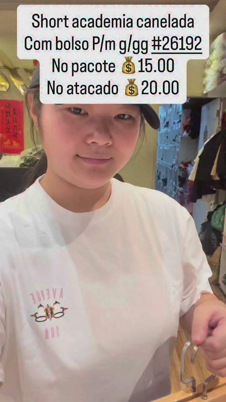 Short Academia Canelada Com Bolso P/M G/GG #26192 Academia *Pacote: R$ 15 *Atacado: R$ 20