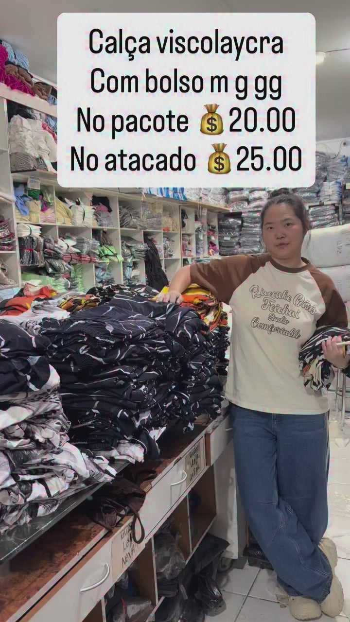 Calça Viscolaycra Com Bolso M G GG *Pacote: R$ 20 *Atacado: R$ 25