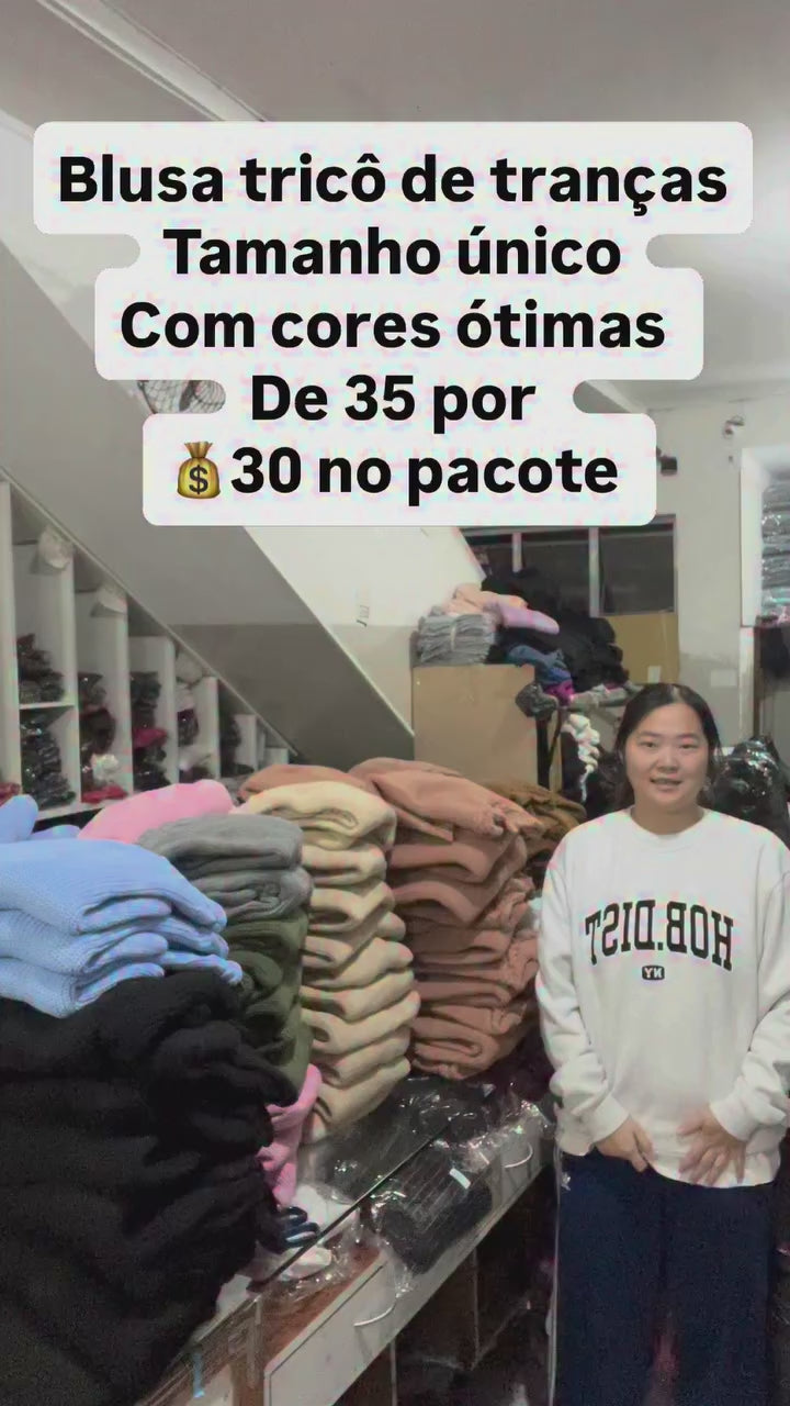 Blusa Tricô de Tranças Tamanho Único com Cores Ótimas Inverno *Pacote: R$ 30